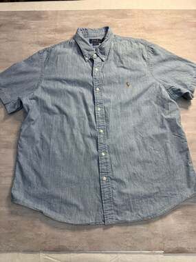Polo Ralph Lauren Men's XXL Classic Fit Short Sleeve Chambray Button Down Shirt
